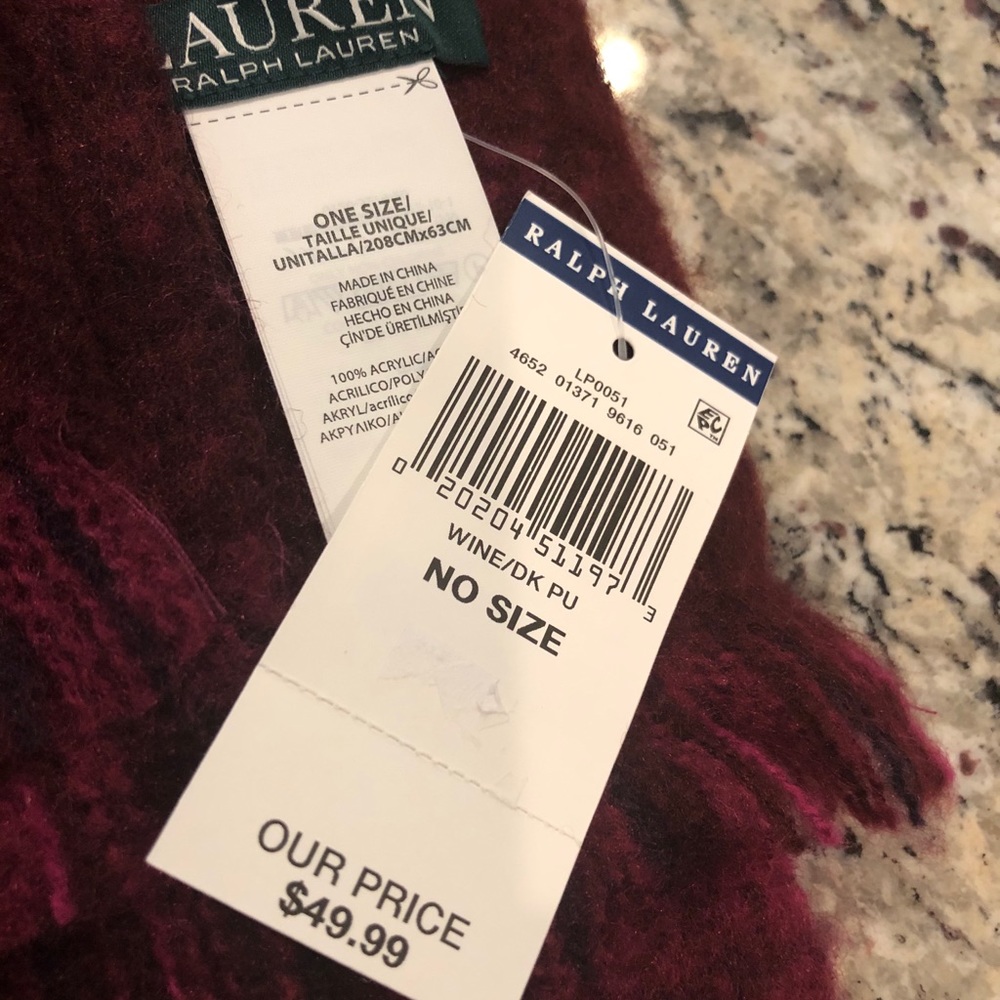 Polo Ralph Lauren warm scarf , maroon and fusia